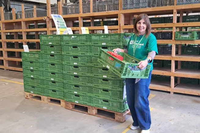 Annie Hillman in the warehouse