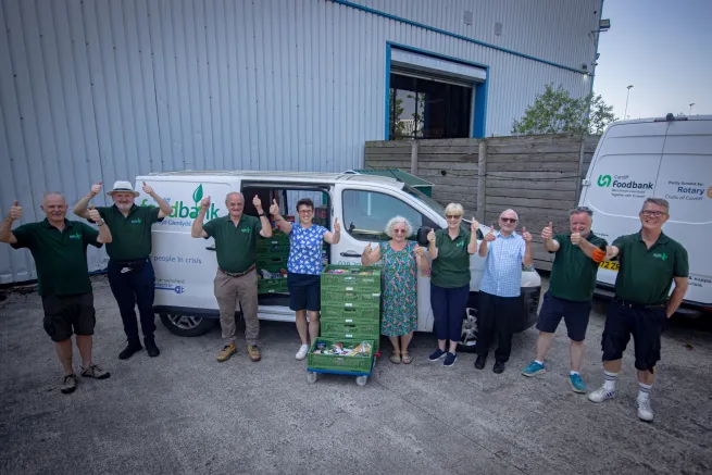 Cardiff Foodbank team celebrating the news