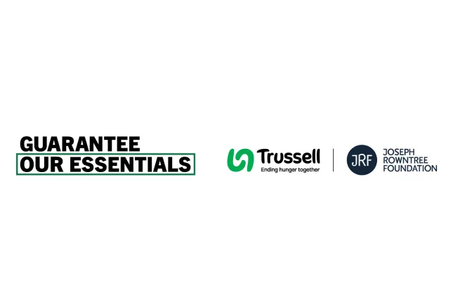 Guarantee our essentials, Trussell, JRF logos