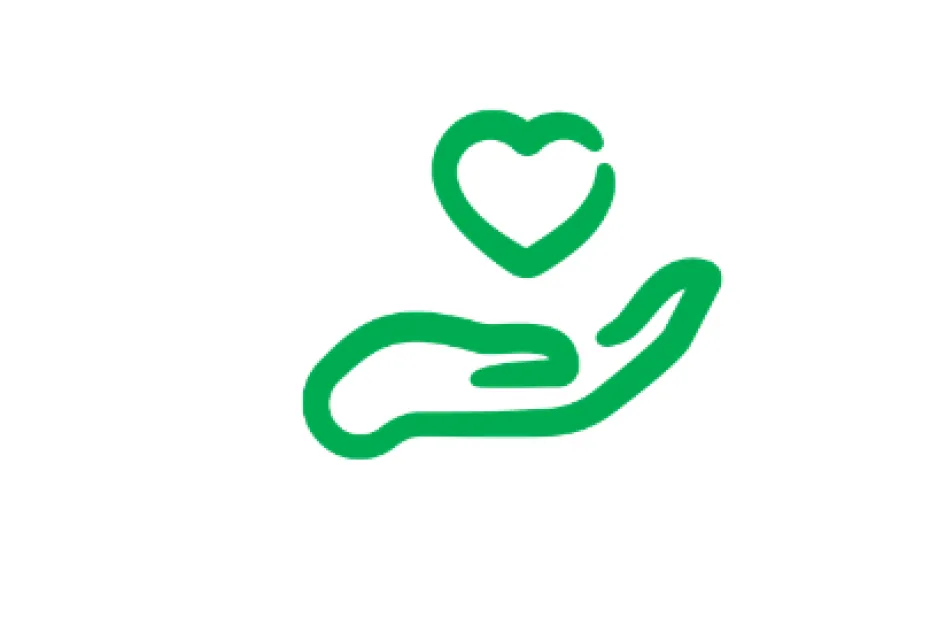 Green hand with white background